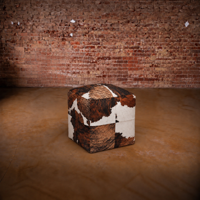 Tricolor Cowhide Pouf