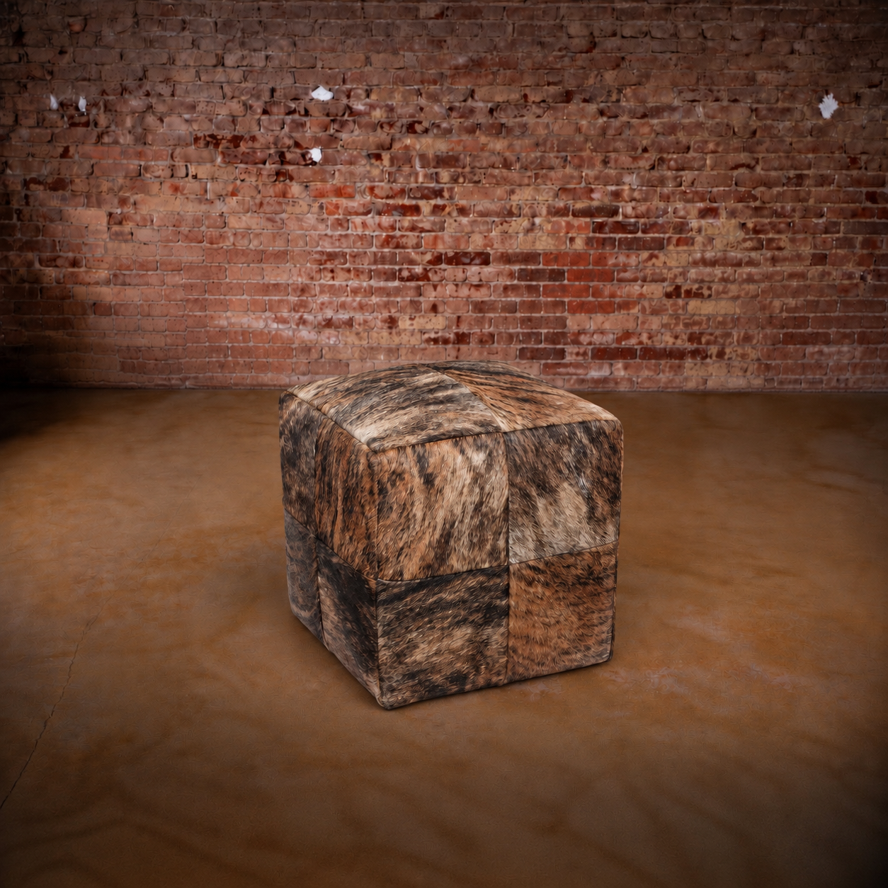 Brindle Cowhide Pouf