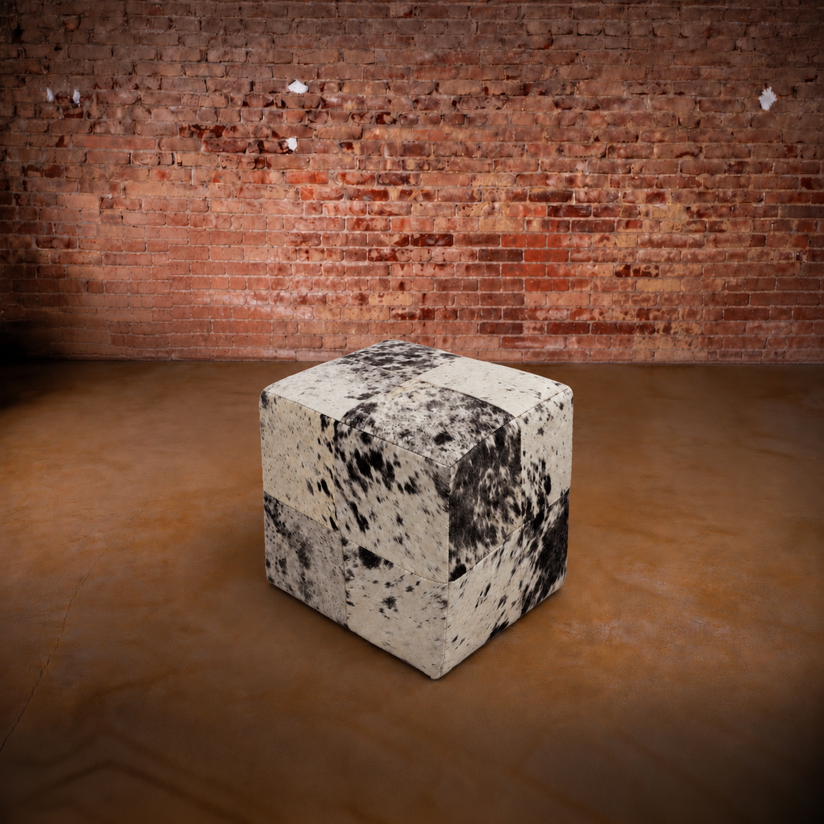 Black & White Salt & Pepper Cowhide Pouf