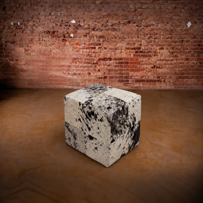 Black & White Salt & Pepper Cowhide Pouf