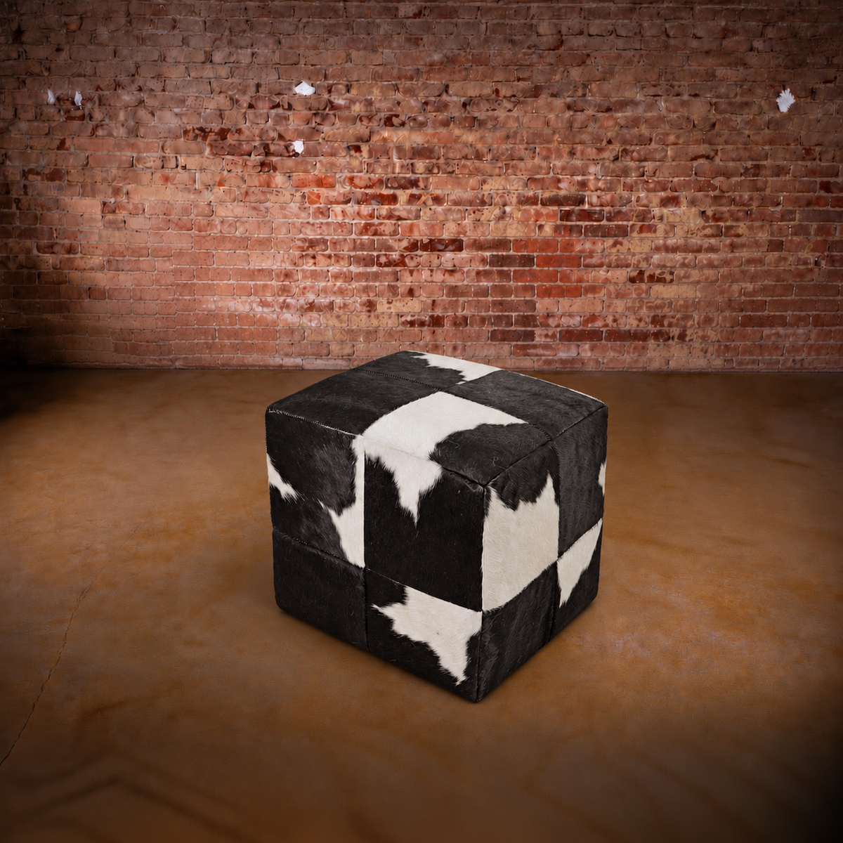 Black & White Cowhide Pouf