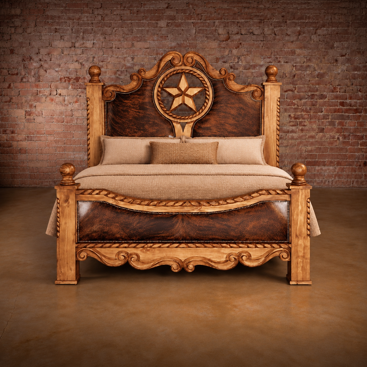 Cowhide Rope Star Bed Frame