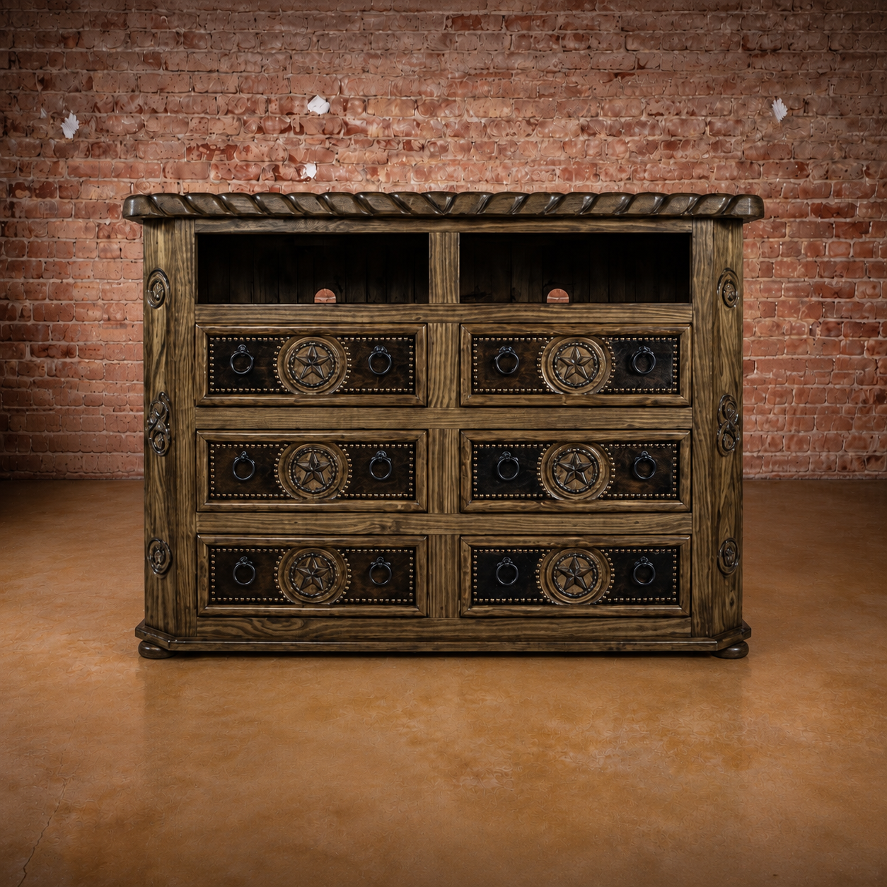 Cowhide Rope & Star Media Dresser
