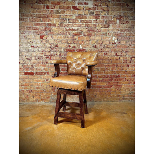 Cambridge Tufted Leather Barstool