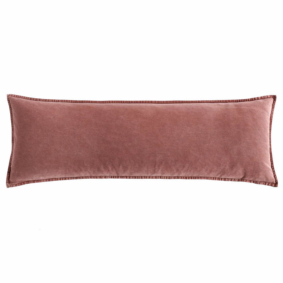 Stonewashed Cotton Canvas Long Lumbar Pillow
