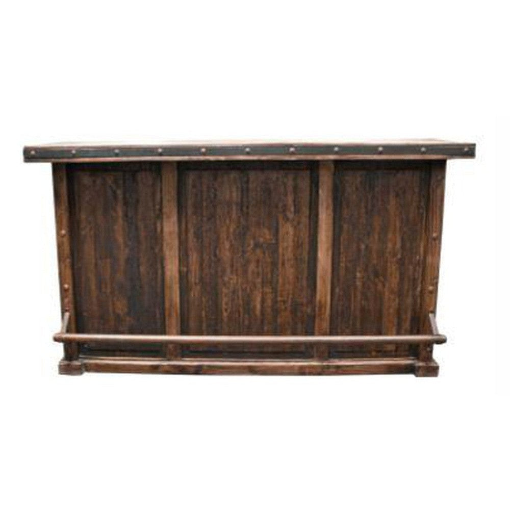 The Laguna Bar features reclaimed wood panels and metal banding accents along with clavos for a unique and stylish addition to any room. The combination of rustic materials lends a modern yet timeless look that will stand the test of time.