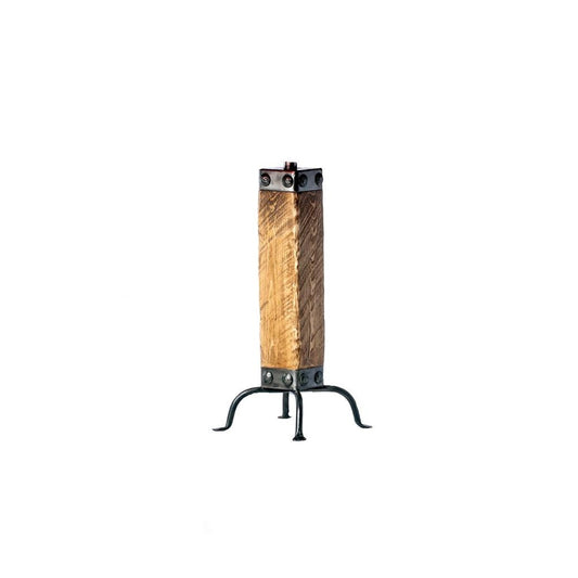 This stylish lamp combines the beauty of light wood and strong iron for a rustic yet modern look. The natural materials used provide a unique texture that is perfect for any room.