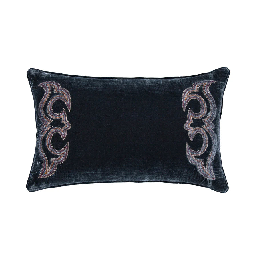 Stella Boot Stitch Faux Silk Velvet Lumbar Pillow