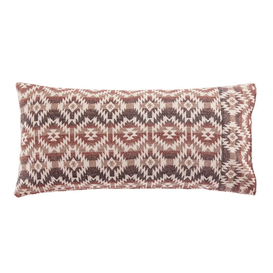 The Mesa Wool Blend Lumbar Pillowcase adds a traditional rustic charm to any space with its yarn-dyed cool earth tones and Southwestern-inspired design. Crafted with a wool blend and an intricate geometric motif, it offers a zipper-free self-cuff mechanism for easy style. Give your home a timeless feel with this classic piece.