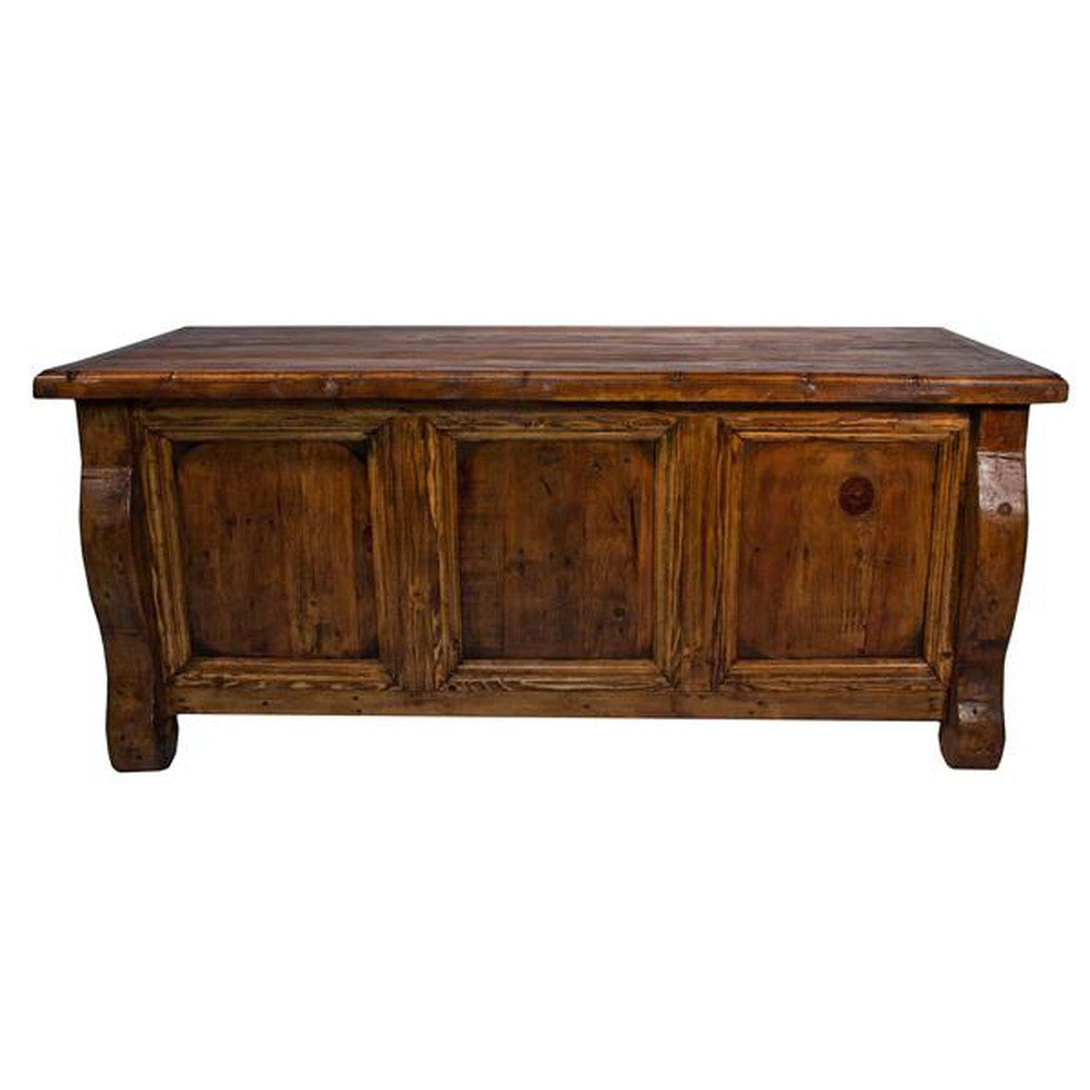 This classic old wood desk is a timeless piece, crafted from recycled wood for an authentic look and feel. The rustic finish and clavos accents complete the piece, ensuring it will stand the test of time. Ideal for adding a vintage touch to any room.