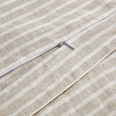 100% French Flax Linen Railroad Stripe Duvet Cover Set