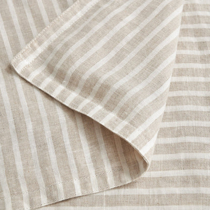 100% French Flax Linen Railroad Stripe Duvet Cover Set