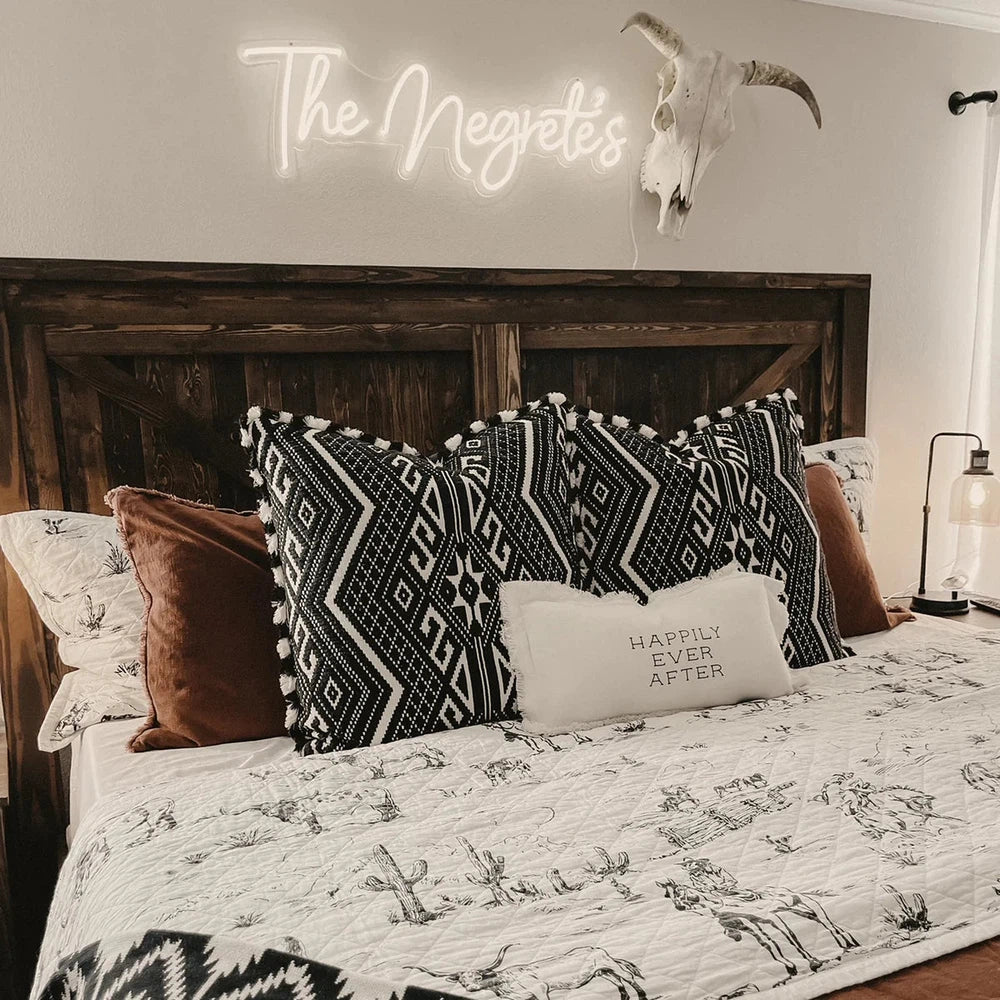 Explore the wild West with our Ranch Life Western Toile Quilt Set. Reversible and perfect for modern and traditional Western interiors, the quilt features a classic black-and-white toile design with ticking stripes for a timeless look.