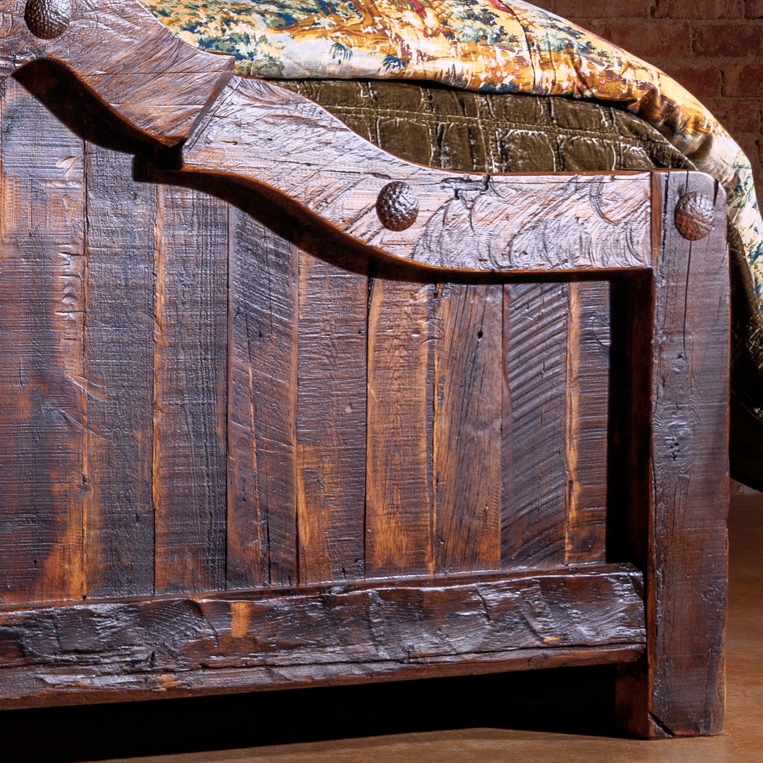 leep in style with the ultimate rustic-chic statement piece — the Rancho Wood Bed Frame. Crafted from durable reclaimed wood, this bed features an arched top with hammered nailhead accents for an authentic rustic look and feel. Order yours today!
