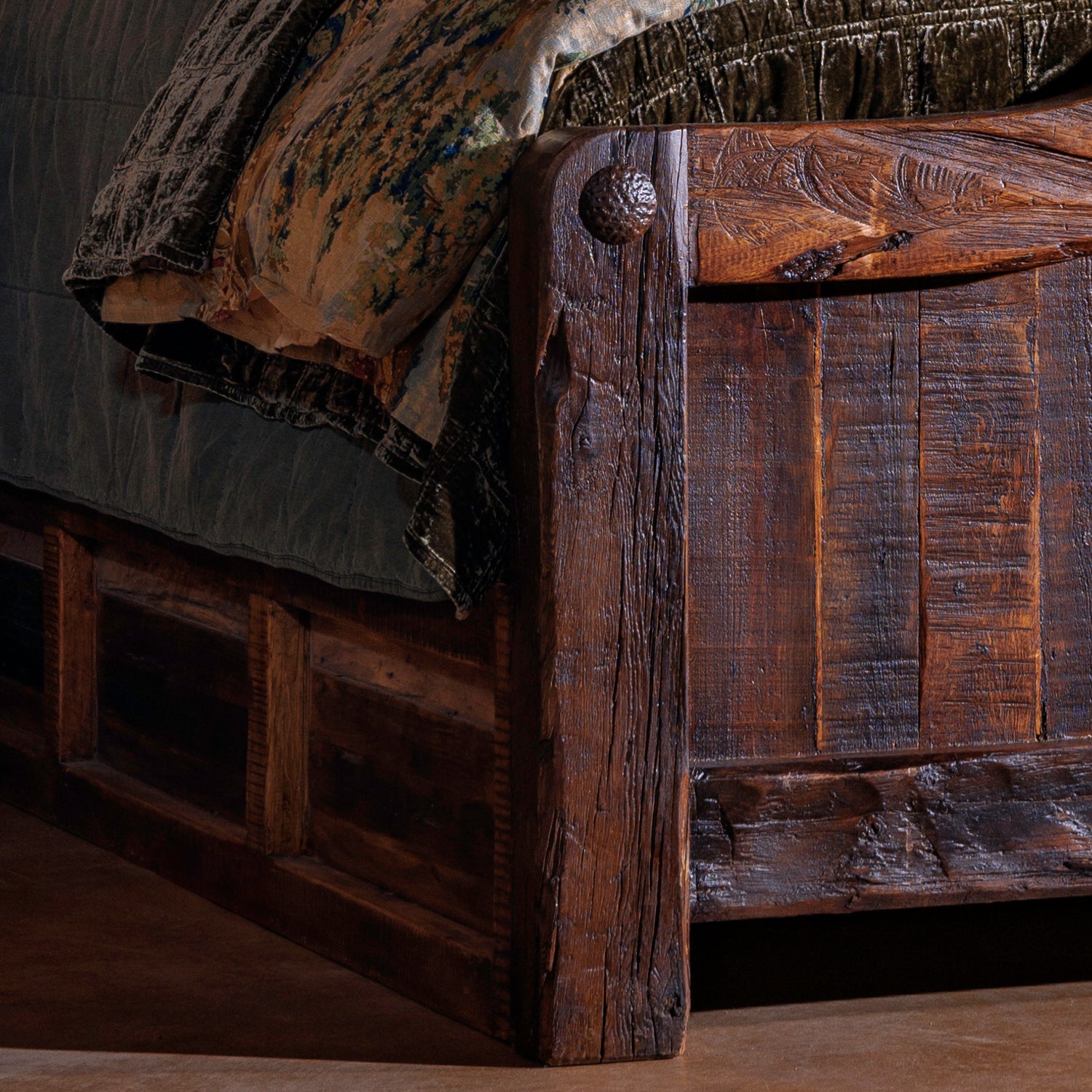 leep in style with the ultimate rustic-chic statement piece — the Rancho Wood Bed Frame. Crafted from durable reclaimed wood, this bed features an arched top with hammered nailhead accents for an authentic rustic look and feel. Order yours today!

