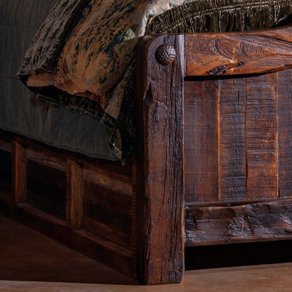 leep in style with the ultimate rustic-chic statement piece — the Rancho Wood Bed Frame. Crafted from durable reclaimed wood, this bed features an arched top with hammered nailhead accents for an authentic rustic look and feel. Order yours today!

