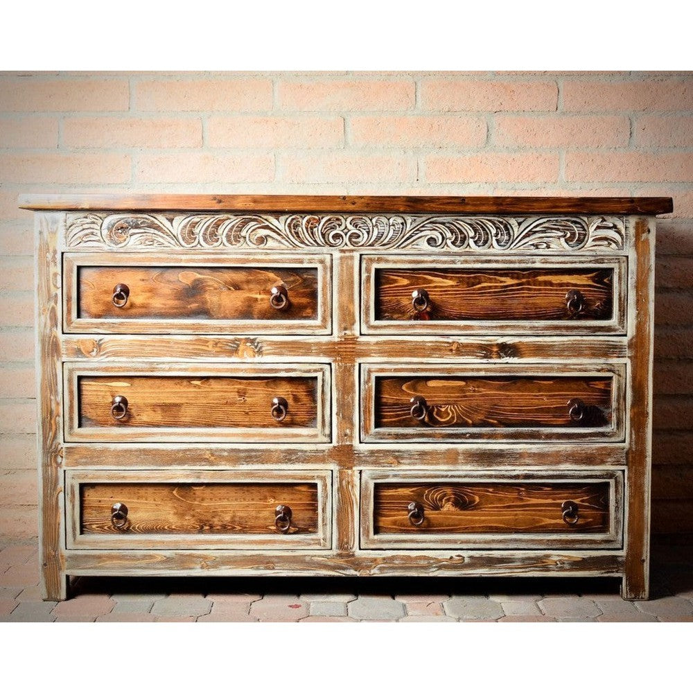 The Regency Collection adds sophisticated, traditional style to any bedroom. Crafted from hand carved, reclaimed wood and a hand distressed cream wash, this classic piece is sure to elevate any room.