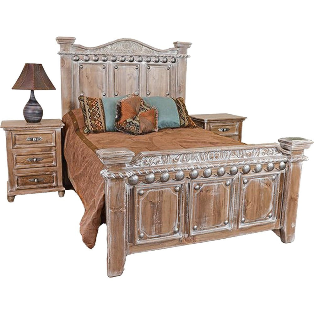 Ideal for a country-style home or cabin, the Rio Hondo Bed adds rustic elegance with its conchos and classic shape. Crafted with a timeless design, this bed is sure to bring a timeless look to any bedroom.