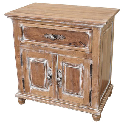 The Rio Hondo Door Nightsand provides classic rustic elegance with its white wash finish and silver conchos. Its timeless design and durable construction make it a perfect addition to any home.