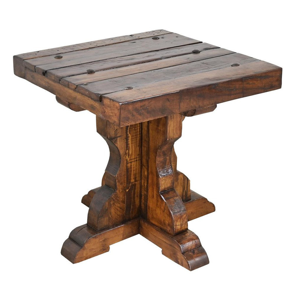 The Ruidosa End Table brings a touch of rustic charm to any space. Crafted from reclaimed wood with a pedestal base, this end table is perfect for creating an inviting atmosphere. Enjoy the timeless style of this classic end table.