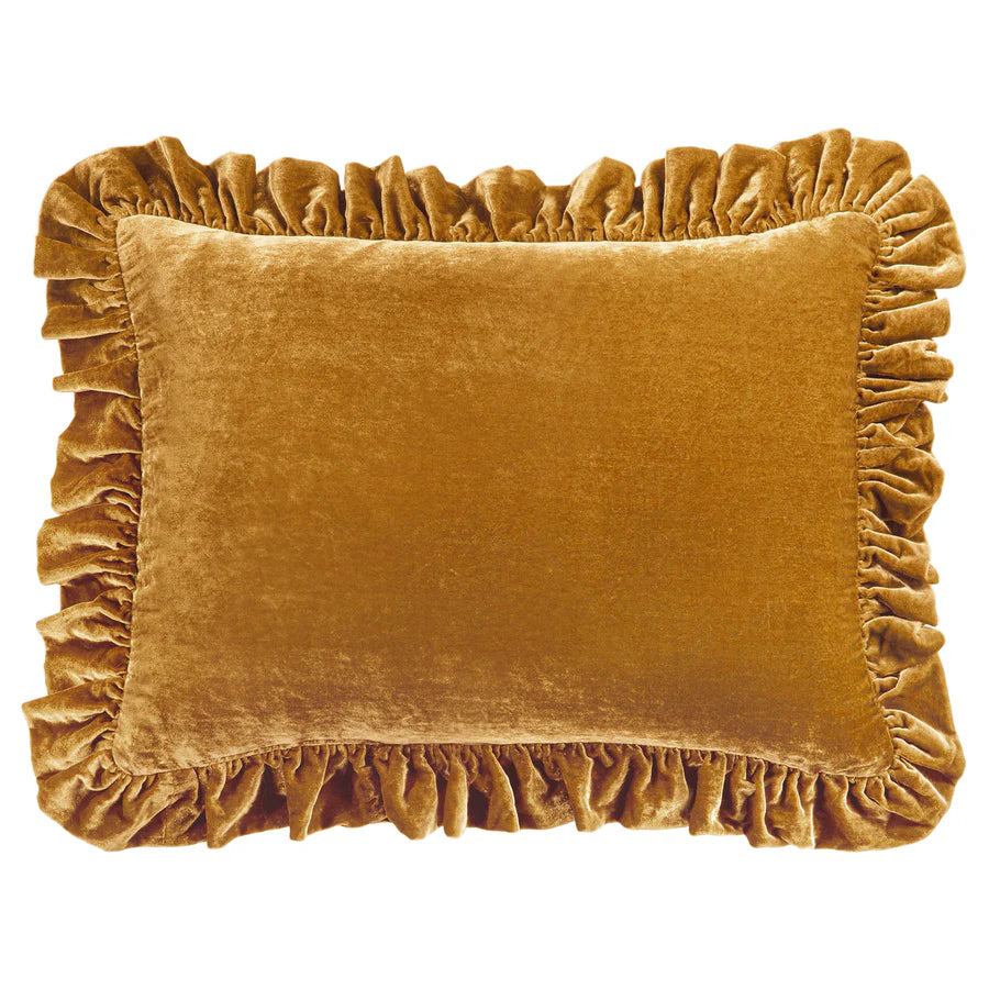 Stella Faux Silk Velvet Ruffled Dutch Euro Pillow