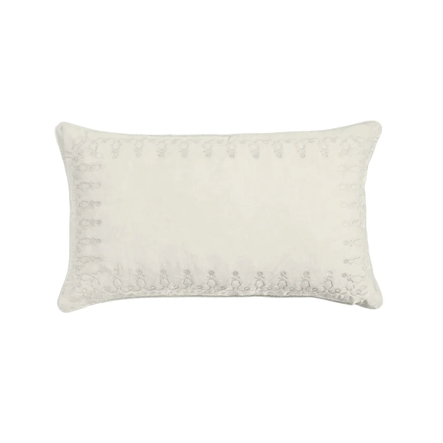Stella Faux Silk Velvet Embroidered Lumbar Pillow
