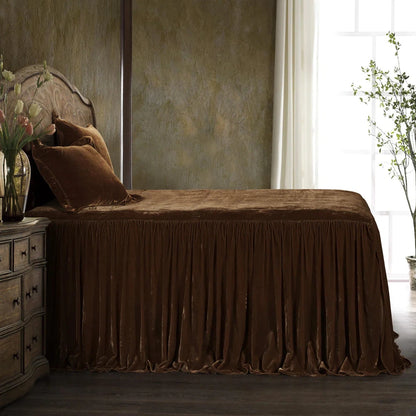 Our Stella Velvet Bedspread Set is crafted with premium faux silk velvet for luxurious softness and a lustrous glow. The sophisticated drape adds an elegant, inviting touch to any bedroom decor, and is available in a variety of neutral and jewel tones. Transform your sleeping sanctuary with its plush comfort and warmth.