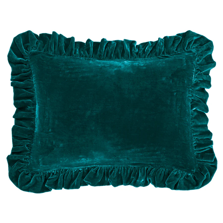 Stella Faux Silk Velvet Ruffled Dutch Euro Pillow