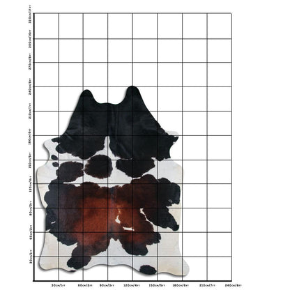 Authentic Brazilian cowhide rug with unique tricolor pattern