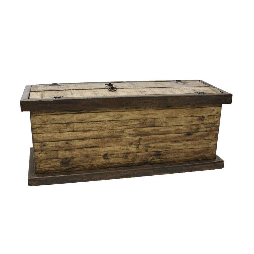 This stylish Trunk Coffee Table is made from reclaimed wood, giving it a rustic look with a hint of sophistication. It provides plenty of storage space, making it an ideal addition to your living room. The trunk design adds an element of vintage charm while making it easy to move around.