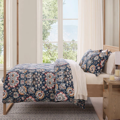 Navy and terracotta and grey and cream western bedding