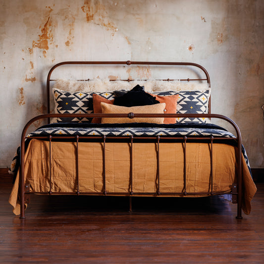 This Villa Hand Forged Iron Bed Frame showcases expert craftsmanship with its hand-forged iron details and rustic design. Order today!
