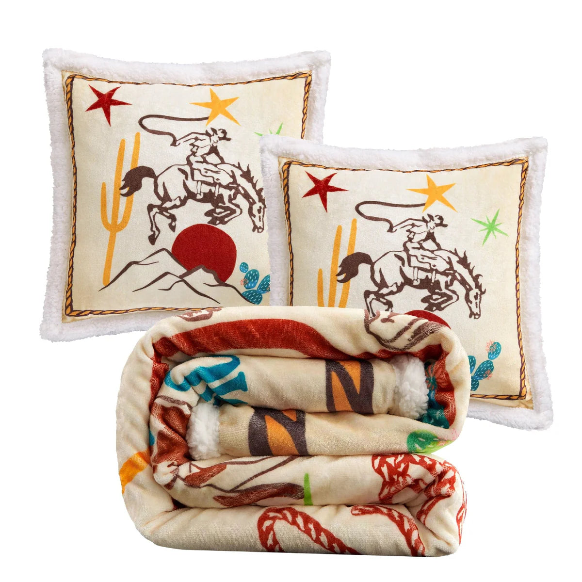 Western Adventure Campfire Sherpa Throw