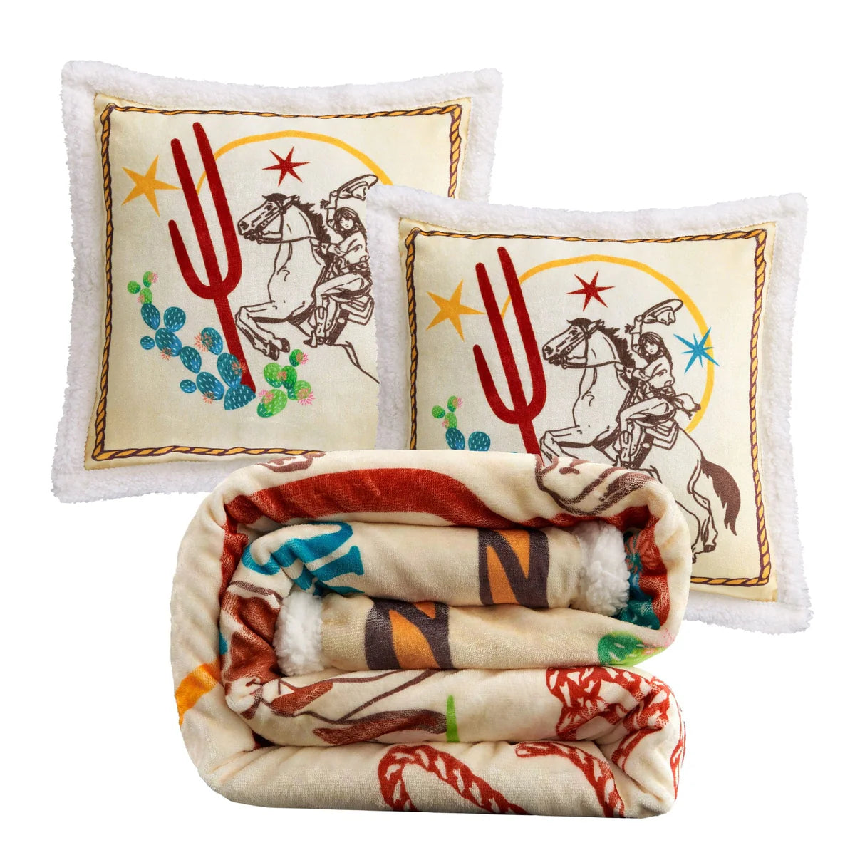 Western Adventure Campfire Sherpa Throw