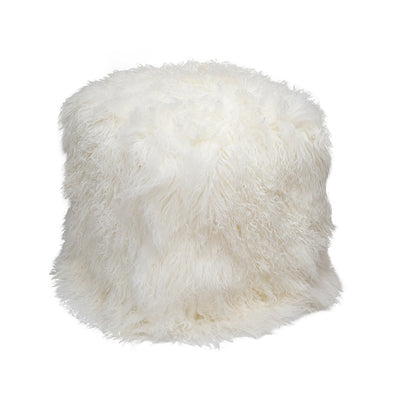 This Tibetan Lamb Pouf is a luxurious, solid wood cube wrapped in plush foam and soft tibetan lamb, perfect for extra seating in a living room or as a vanity stool. Its versatility makes it a great addition to any home. It can also be used as an ottoman!