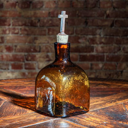 Southwest Blown Glass Bottle Set in Metal Tray