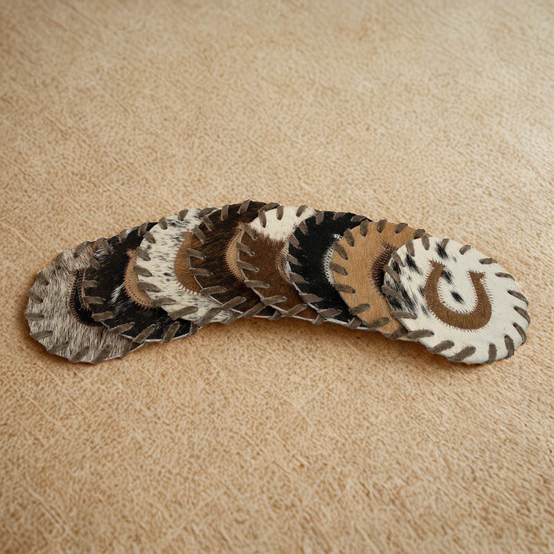 Horseshoe Cowhide Coaster
