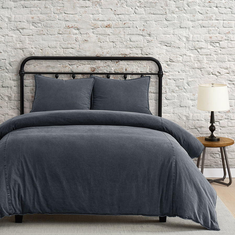 Stonewashed Cotton Canvas Duvet Cover Set