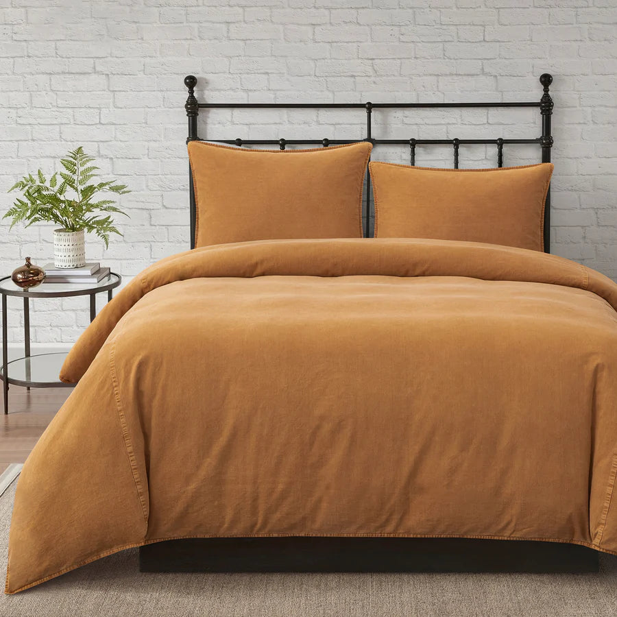 Stonewashed Cotton Canvas Duvet Cover Set