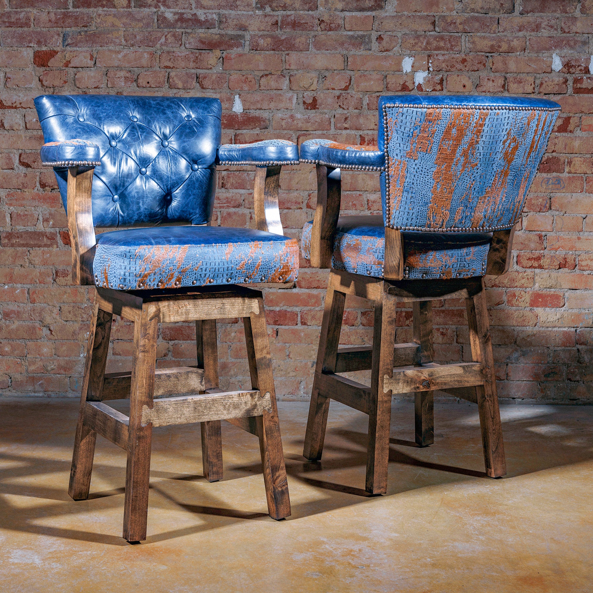 acid wash leather chisum bar stool