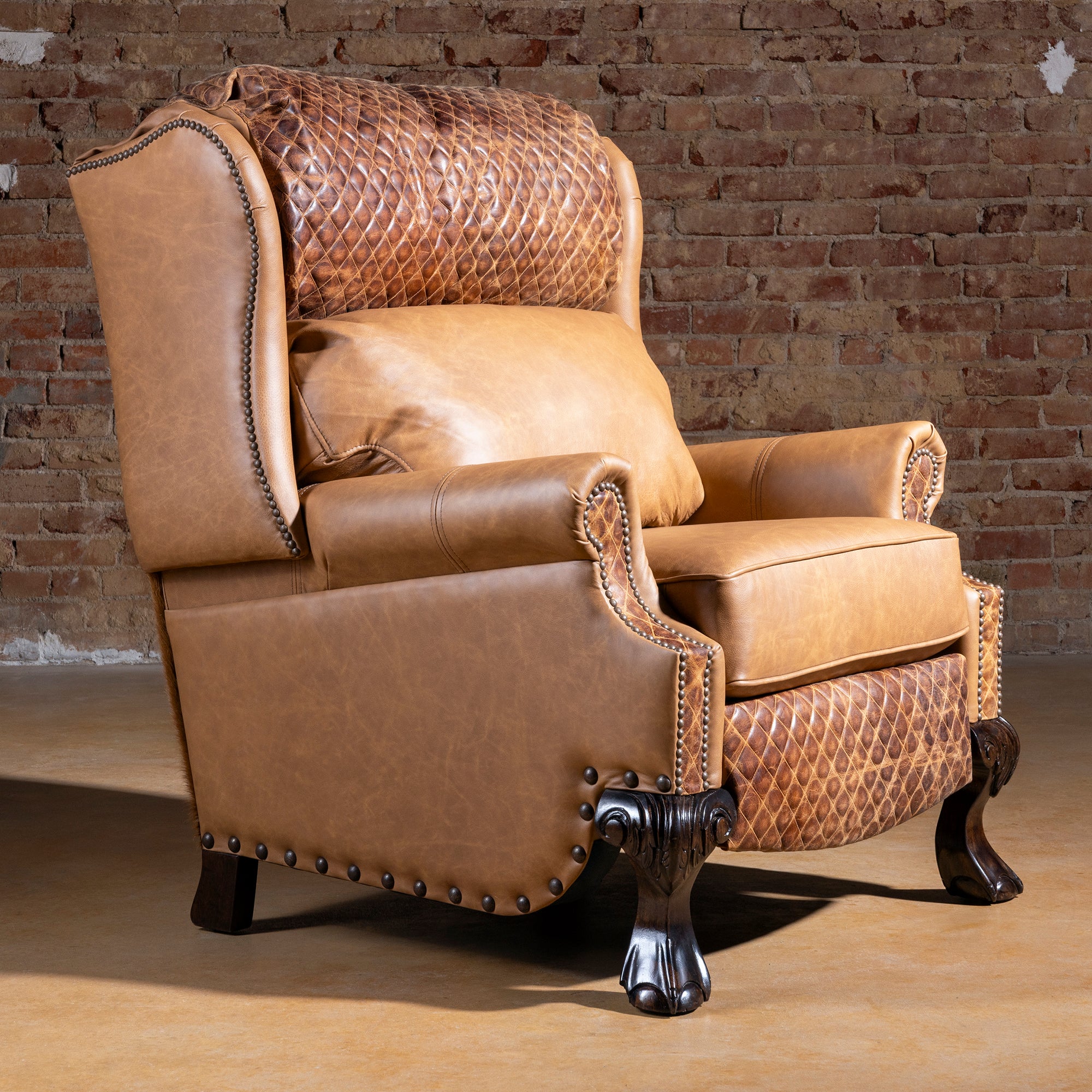 Bonanza Ranch Recliner in premium top-grain leather and Brazilian cowhide