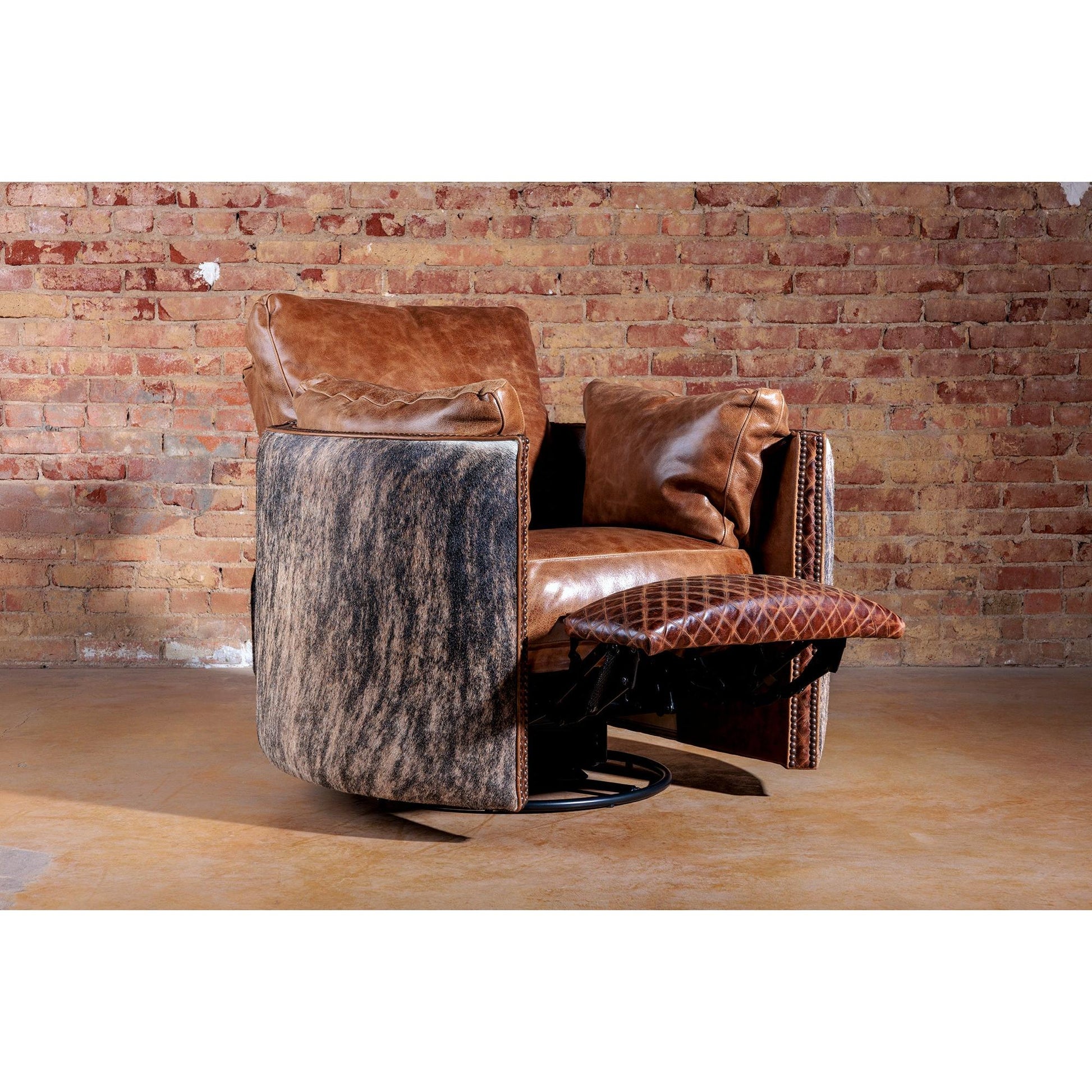 brindle-cowhide-leather-snuggler-recliner