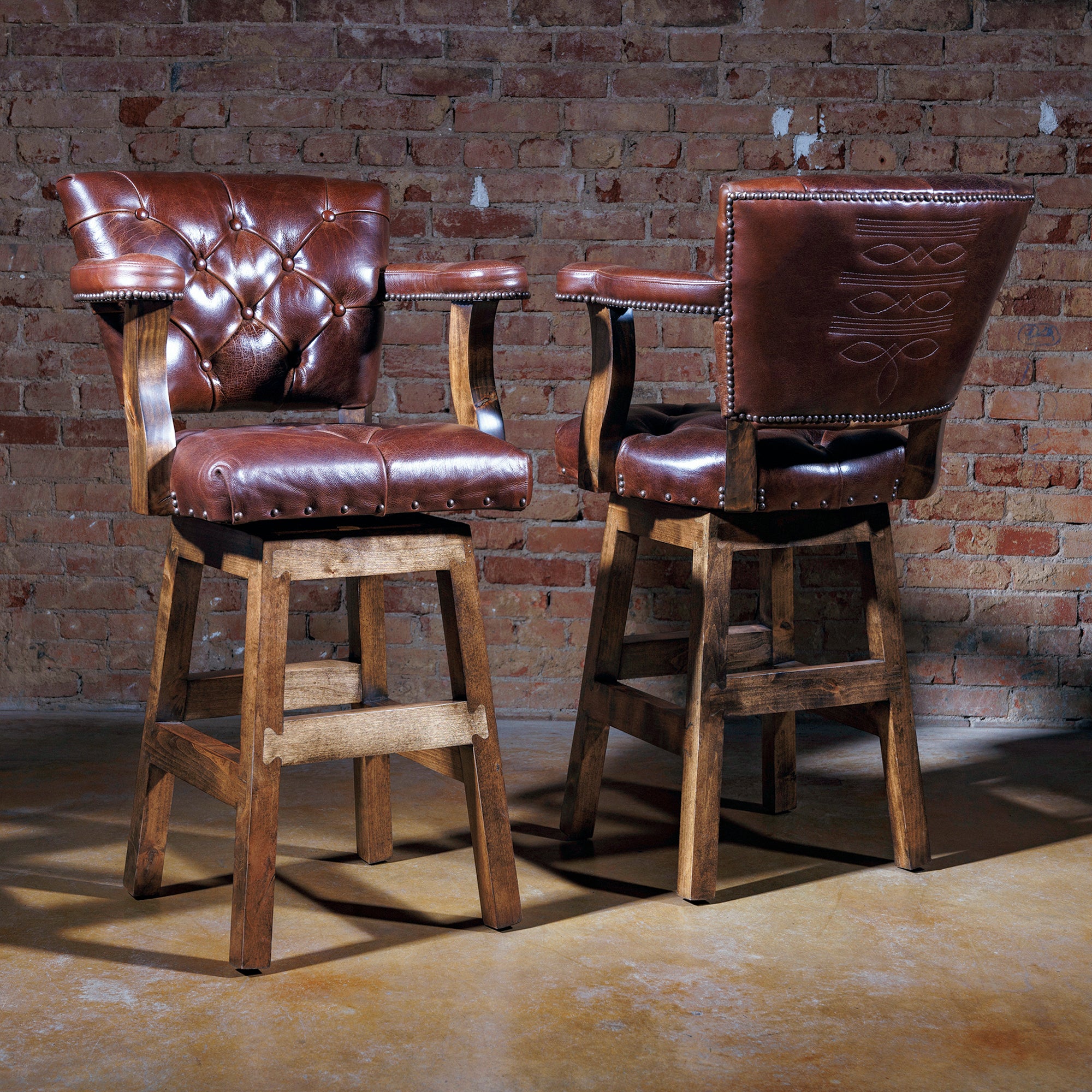 puglia leather boot stitch bar stool