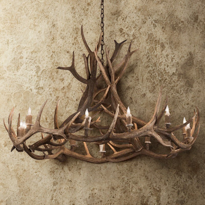 12 Light Elk Wagon Wheel Antler Chandelier