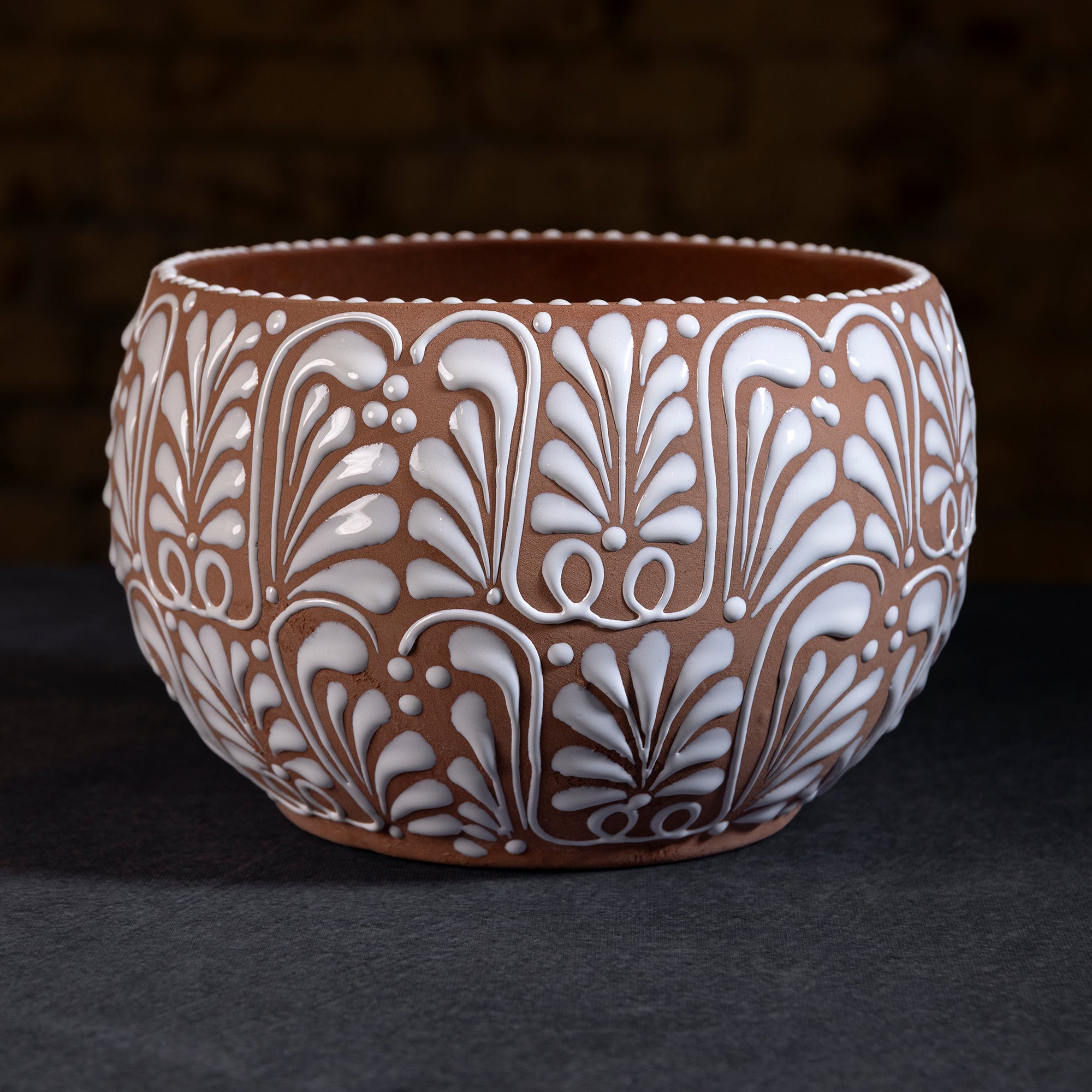 Large Casa Blanca Terracotta Vase showing Spanish Revival raised design