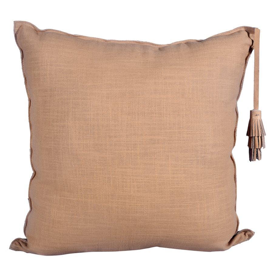 Chevron Genuine Leather Tassel Throw Pillow