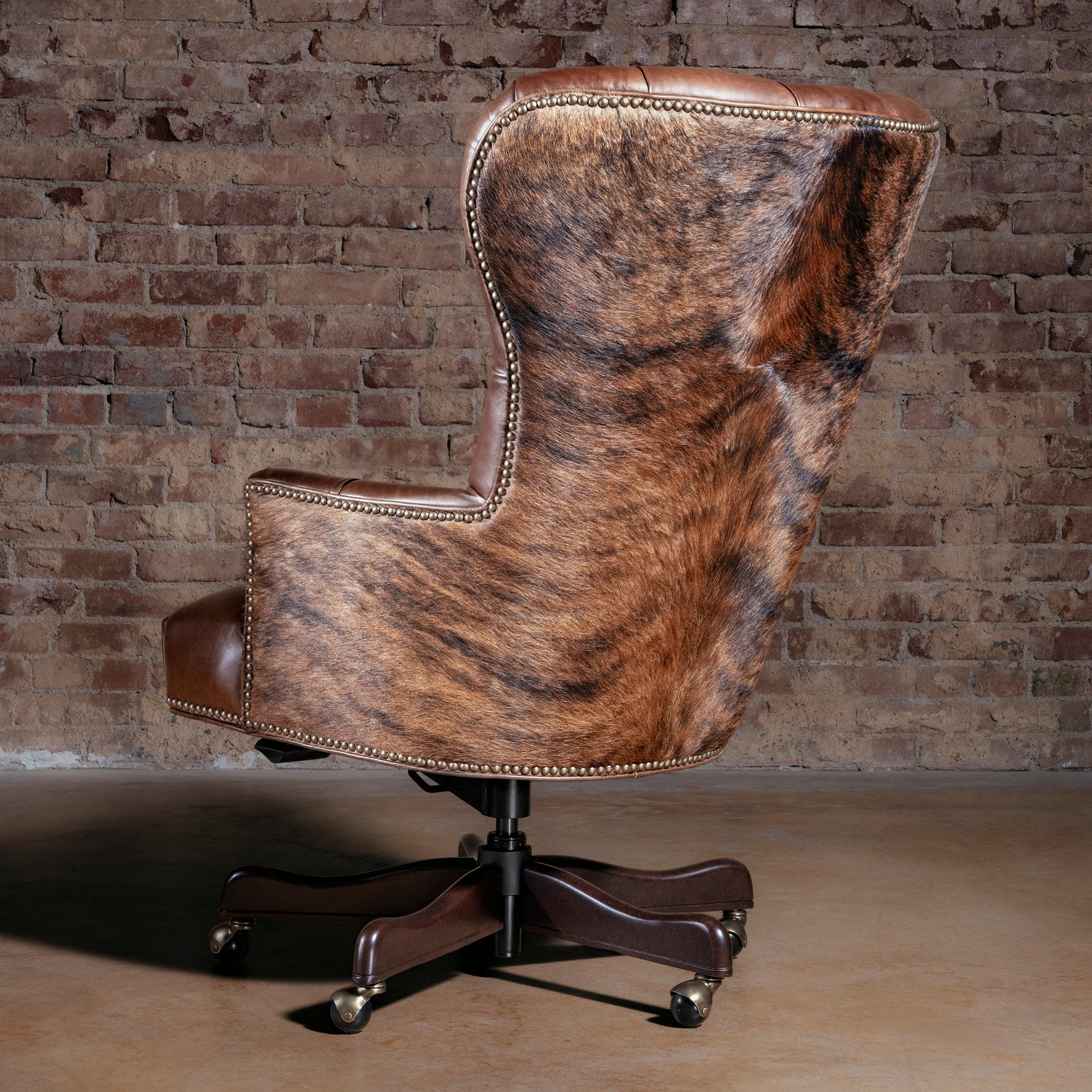 Chisholm Brindle Leather & Cowhide Desk Chair – Into The West