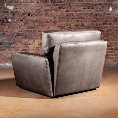 Back view of the Cortez Leather Chair with whipstitch detail