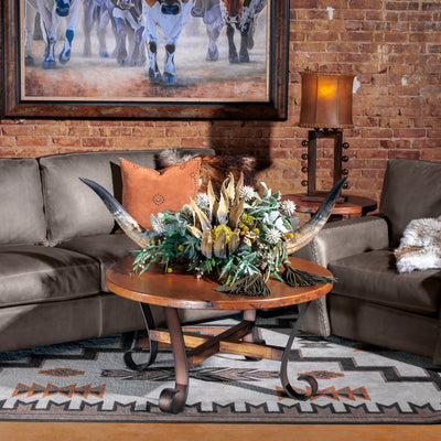 Cortez Leather Sofa and Chair styled together in a Western living room