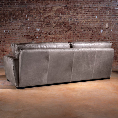 Back view of the Cortez Leather Sofa with whipstitch detail